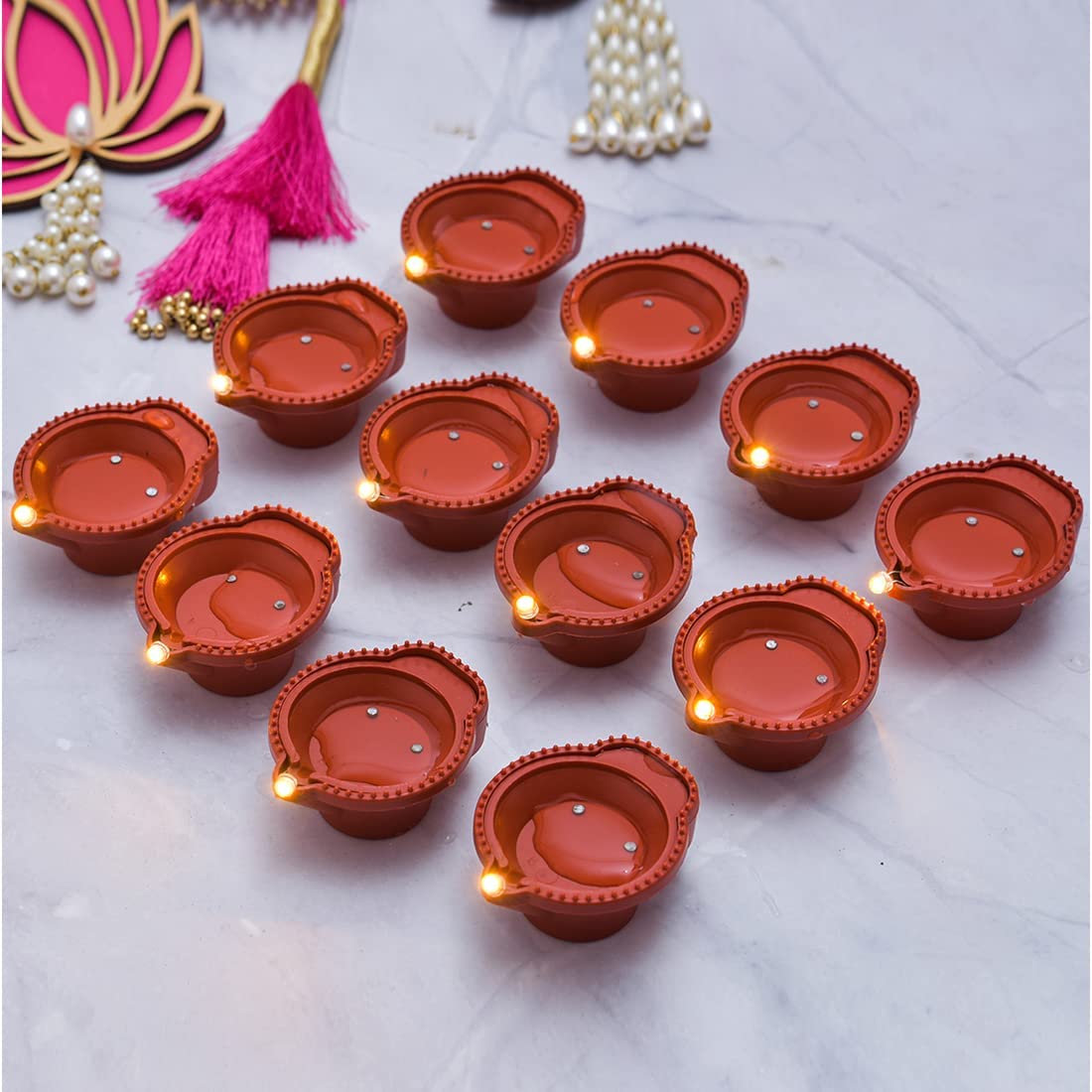 Water-Activated LED Diya β Waterproof Floating Candles for Festivals & Parties (6 Pcs)