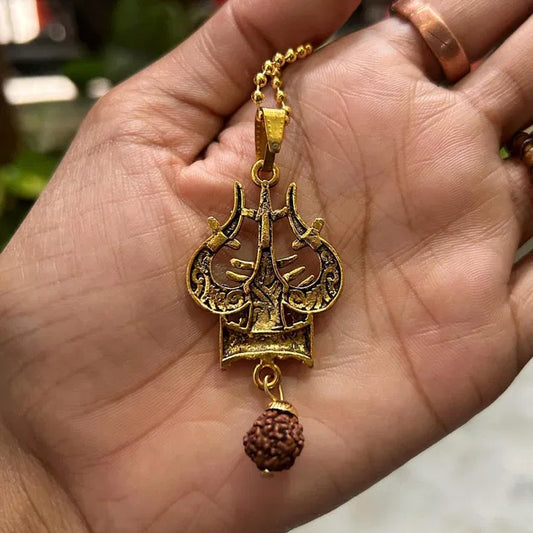 Lord Shiva Trishul & Damaru Pendant – Spiritual Protection Necklace for Men & Women