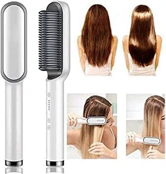Electric Hair Straightener Brush with 5 Temperature Settings – Fast Heating Styler for Women & Men