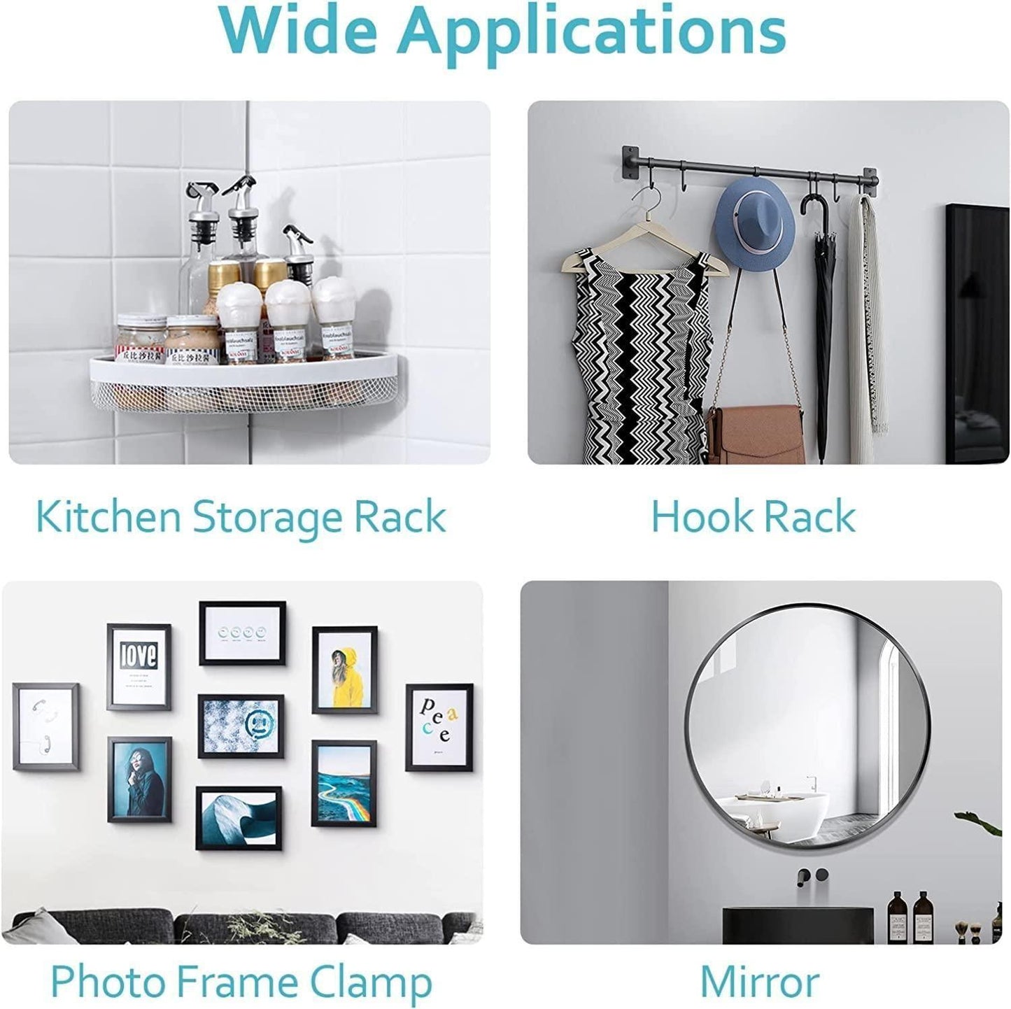 Screw-Free Adhesive Wall Hooks – Strong Waterproof Hangers for Kitchen, Bathroom & Bedroom