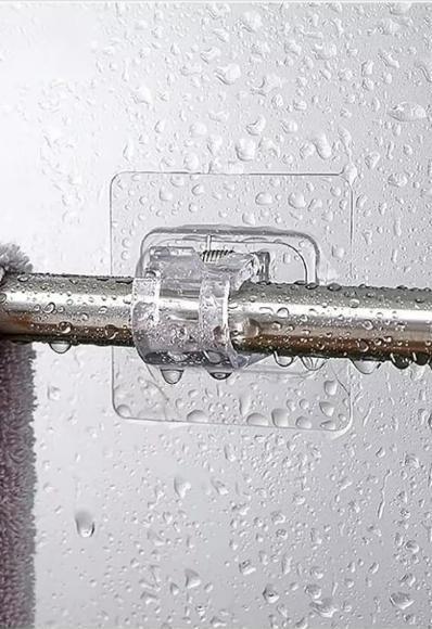 Self-Adhesive Rod Clips Hooks – Heavy-Duty Wall Mounted Holders for Curtain & Shower Rods (Pack of 6)