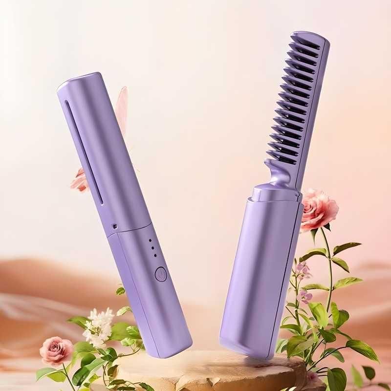 Meneflix Cordless Mini Rechargeable Hair Straightener & Hot Comb