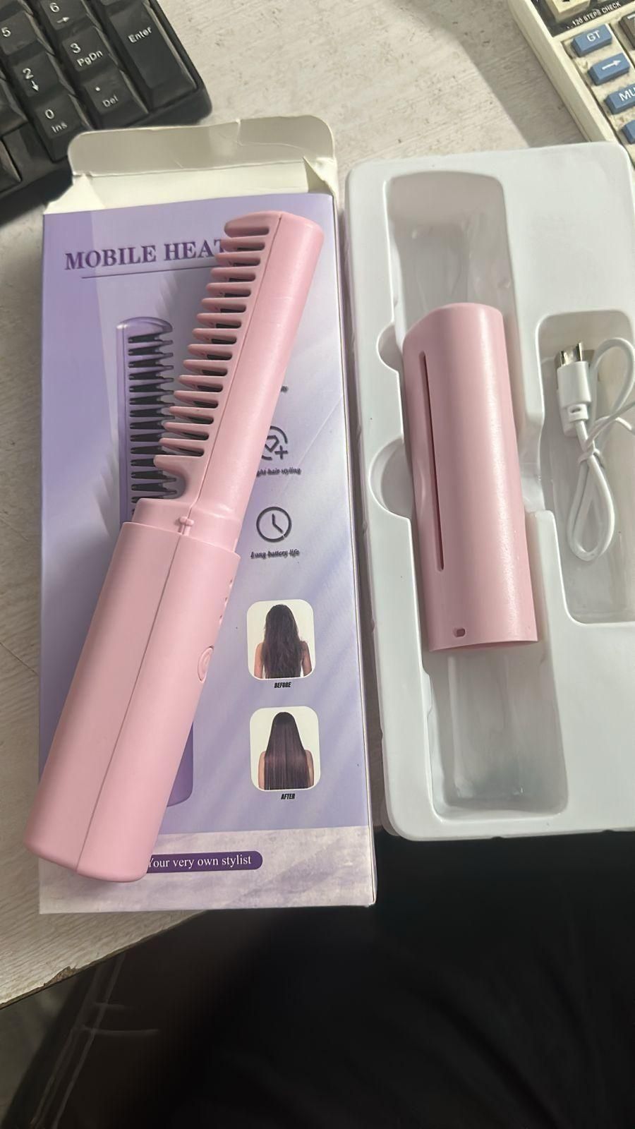 Meneflix Cordless Mini Rechargeable Hair Straightener & Hot Comb