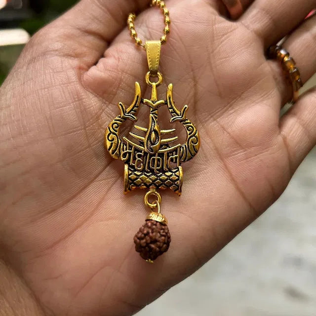 Lord Shiva Trishul & Damaru Pendant – Spiritual Protection Necklace for Men & Women