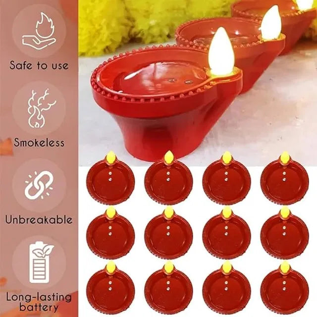 Flameless Water Sensor Diya – LED Floating Lights for Religious Puja, Parties & Festive Decorations