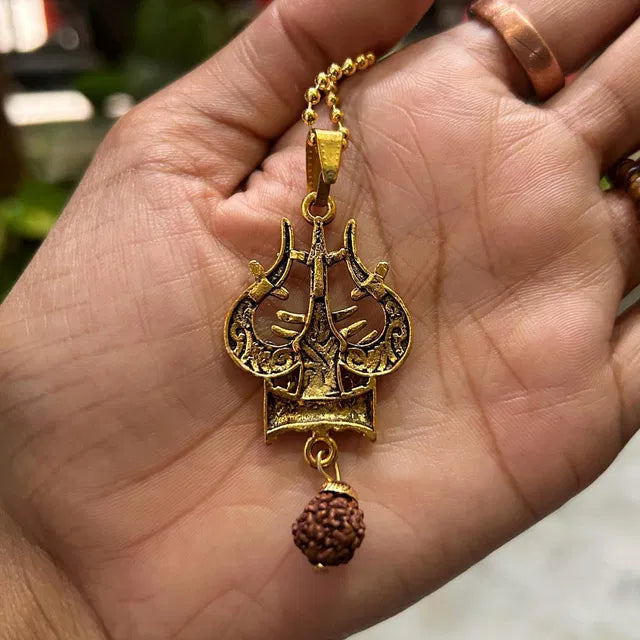 Lord Shiva Trishul & Damaru Pendant – Spiritual Protection Necklace for Men & Women