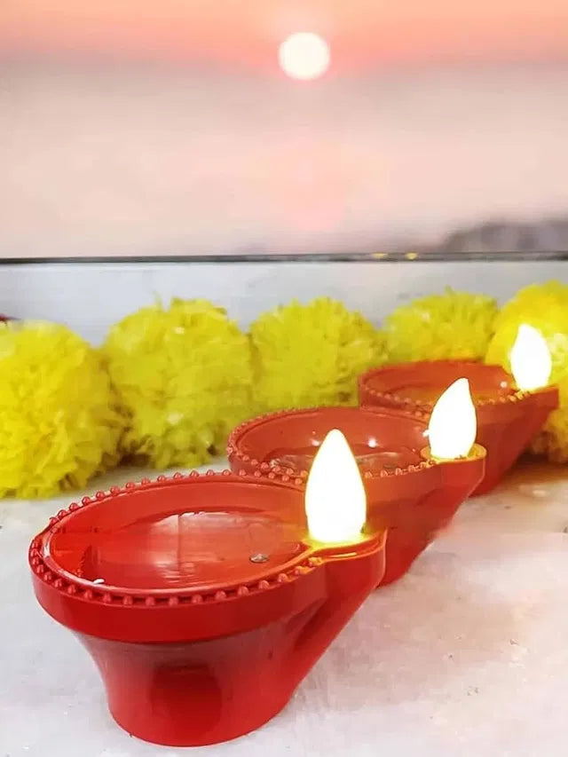 Flameless Water Sensor Diya – LED Floating Lights for Religious Puja, Parties & Festive Decorations